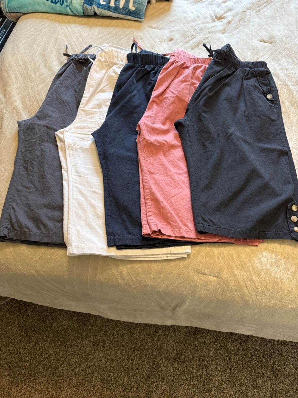 Women's Pull-On Capris — Black, White, Navy, Pink, Charcoal